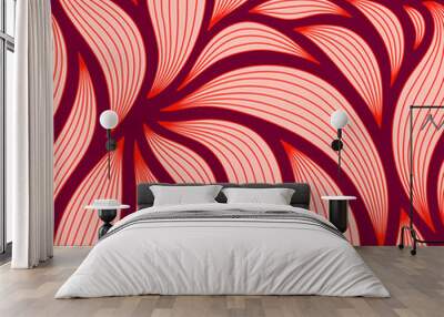 Luxury seamless floral pattern with striped leaves. Elegant astract background in minimalistic linear style. Wall mural