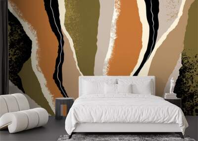 Modern vector collage with organic shapes and textures. Colorful abstract background. Wall mural