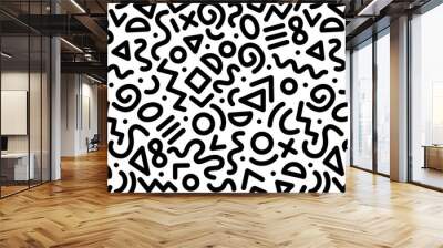 Seamless black and white geometric pattern. Hipster Memphis style. Wall mural