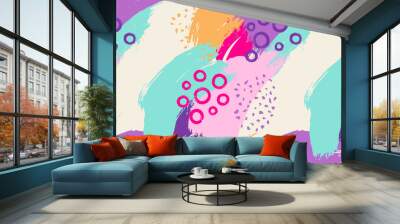 Seamless pattern with multicolor stains. Colorful abstract background with brush strokes. Wall mural