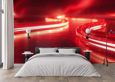 This portrayal of dynamic red light streaks is great for abstract, futuristic, and hightech themes, perfect in backgrounds or creative projects with a modern and vibrant touch Wall mural