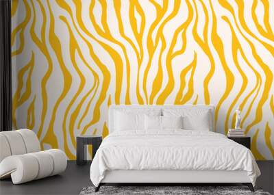 Tiger white yellow seamless pattern. Vector animal skin print. Fashion organic texture. Wall mural