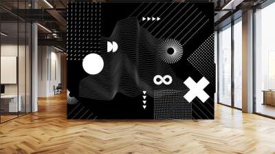 Vector modern abstract background with halftone geometric shapes and textures. Wall mural