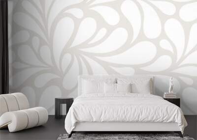 Vector seamless beige pattern with white drops. Monochrome abstract floral background. Wall mural