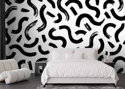 Vector seamless pattern with brush stroke elements. Stylish abstract background. Wall mural