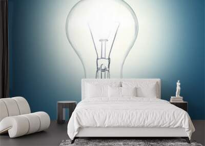 A light bulb shines in the darkness bright light Wall mural