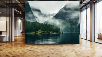 Landscape of the sea bay among the mountains. Wall mural