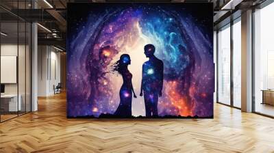 A bond between two people that transcends the physical, connecting their souls, Generative AI Wall mural