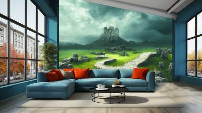 an ancient mythical castle landscape scenic Wall mural