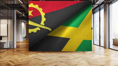 Angola and Jamaica two flags textile cloth, fabric texture Wall mural