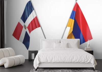 Armenia and Dominican Republic table flags isolated on white 3D rendering Wall mural