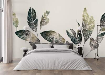 art background with tree leaves Wall mural