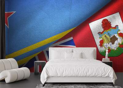 Aruba and Bermuda two flags textile cloth, fabric texture Wall mural