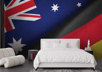 Australia and Germany two flags textile cloth, fabric texture Wall mural