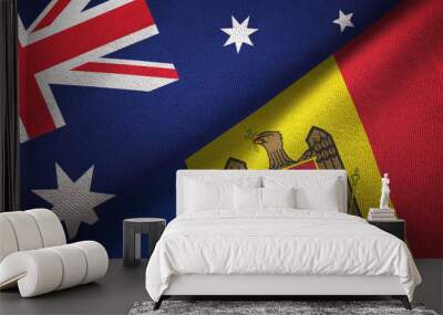 Australia and Moldova two flags textile cloth, fabric texture Wall mural