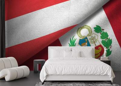 Austria and Peru two flags textile cloth, fabric texture Wall mural