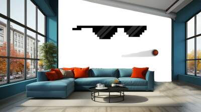 8 bit sun glasses and cigarette . Wall mural