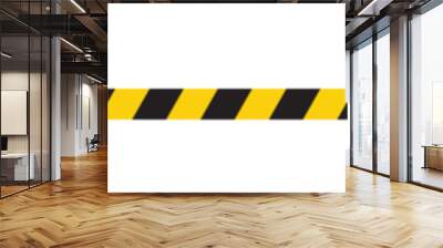 Attention safety tape. Yellow black warning of danger Wall mural