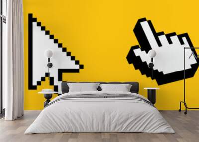 Click cursor 3d icon. Computer mouse pointer vector arrow and hand Wall mural