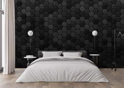 Dark hexagon metal background abstract vector Wall mural