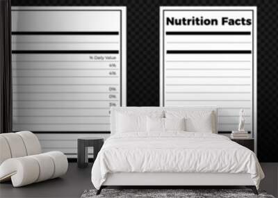 Nutrition facts template. Nutrition food blank label vector Wall mural