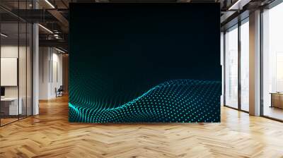 Big data. Futuristic technology blue background. Cyber technology. Technology background. Wave 3d. Wall mural