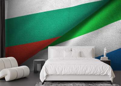 Bulgaria and Sierra Leone two flags textile cloth, fabric texture Wall mural