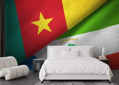 Cameroon and Equatorial Guinea two flags textile cloth, fabric texture Wall mural