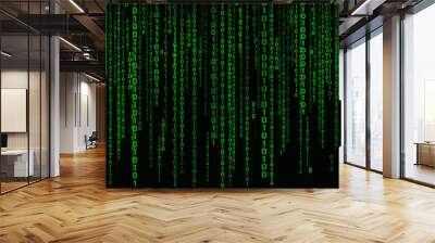 Digital background green matrix. Binary computer code. Vector Illustration. Hacker concept. Wall mural