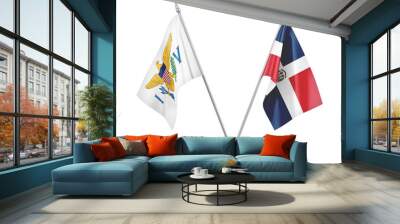 Dominican Republic and Virgin Islands United States table flags isolated on white 3D rendering Wall mural