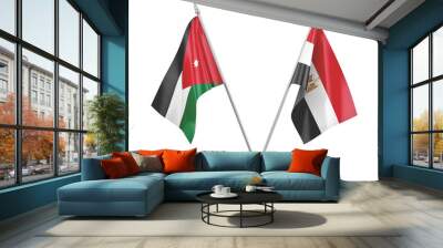 Egypt and Jordan table flags isolated on white 3D rendering Wall mural