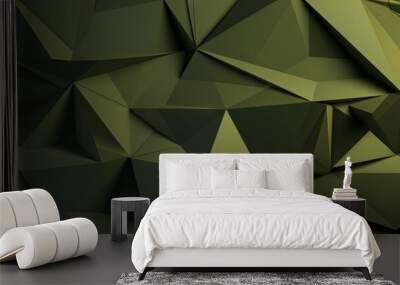 Future Khaki Geo Shapes  Abstract Olive Green Background, Generative AI Wall mural