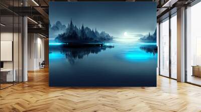 Futuristic night landscape with abstract landscape Wall mural