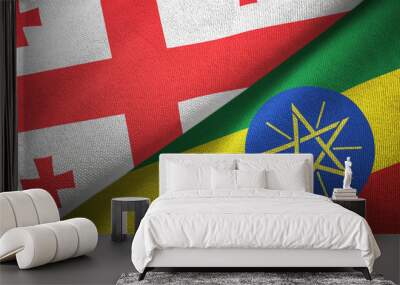 Georgia and Ethiopia two flags textile cloth, fabric texture Wall mural