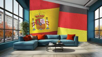 Germany and Spain two flags textile cloth 3D rendering Wall mural