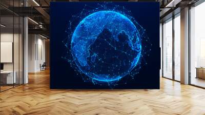 Global network concept. World map point. Global network planet Earth. 3D rendering. Wall mural