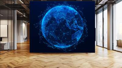 Global network concept. World map point. Global network planet Earth. 3D rendering. Wall mural