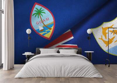 Guam and Anguilla two flags textile cloth, fabric texture Wall mural