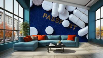 Passport and various pills Wall mural