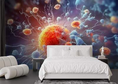 Thousands of tiny bacteria cells, forming into a beautiful organic shape, translucent Wall mural