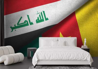 Iraq and Cameroon two flags textile cloth, fabric texture  Wall mural