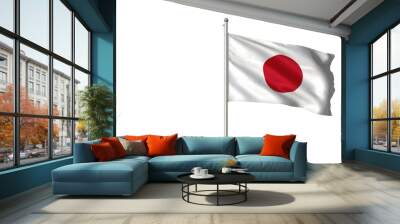 Japan flag waving isolated white background 3D illustration Wall mural