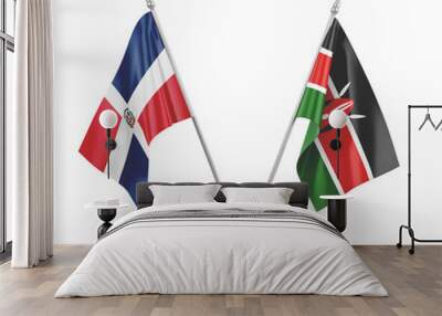 Kenya and Dominican Republic table flags isolated on white 3D rendering Wall mural