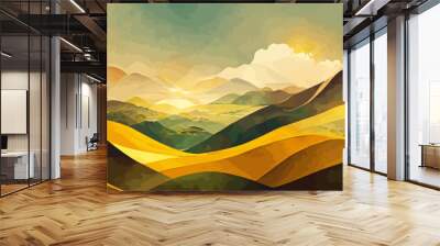 luxury landscape art background with golden lines Wall mural