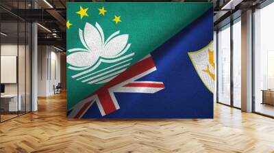 Macau and Anguilla two flags textile cloth, fabric texture Wall mural