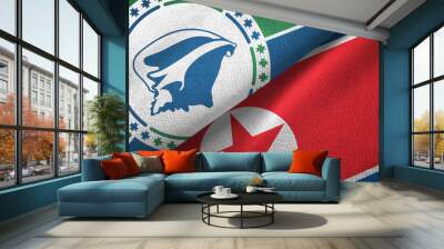 Martinique and North Korea two flags textile cloth, fabric texture Wall mural