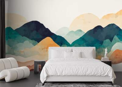 minimal abstract landscape background vector. Mountains, hills Wall mural