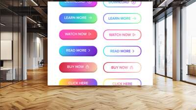 Modern Gradient Buttons Flat Material Style Vector Set Collection Wall mural