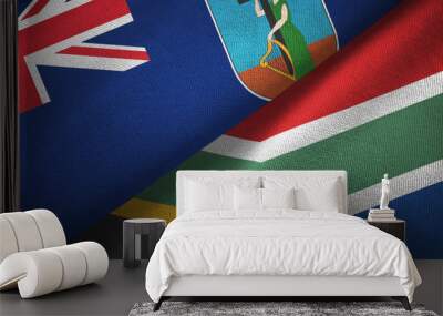 Montserrat and South Africa two flags textile cloth, fabric texture Wall mural