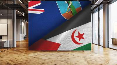 Montserrat and Western Sahara two flags textile cloth, fabric texture Wall mural